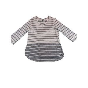 Eddie Bauer Shirt Women's S Linen Tunic V-Neck Three-Quarter‎ Sleeves Pull Over